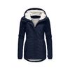 Women's Hooded Sherpa Lined Midi Coat Solid Color Zip Up Warm Winter Casual Outerwear Jacket