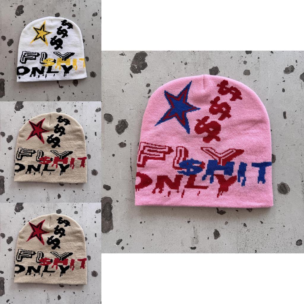 Fashion Knit Hat With Star And Letter Embroidery Design For Casual Wear
