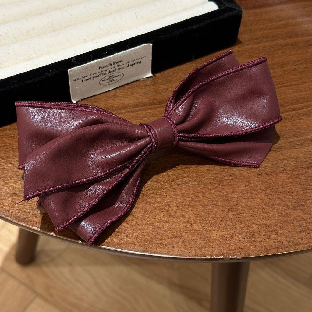 Synthetic Leather Bow Barrettes Women Elegant Ponytail Clip Hairpins Girls Bowknot Hair Clips Fashion Hair Accessories Headwear