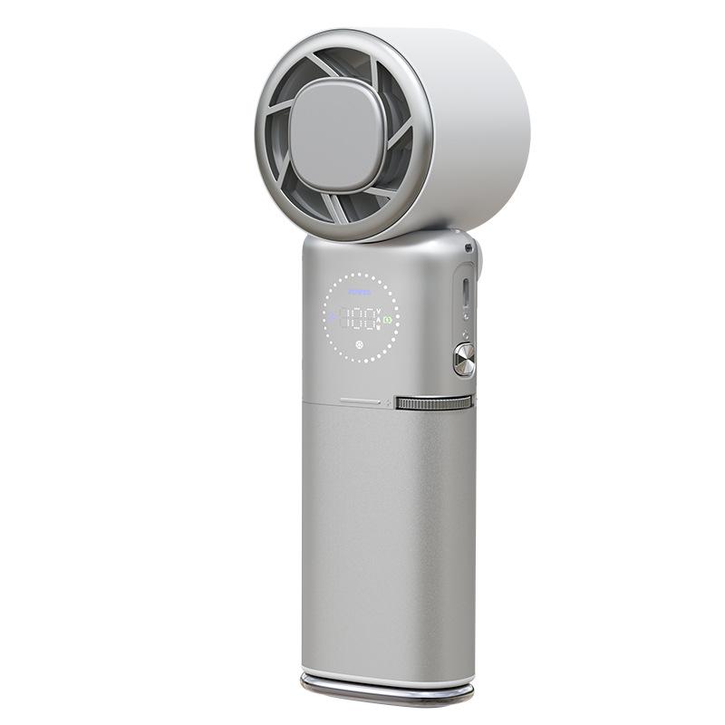 

2026 Portable USB Handheld Fan with Ice Pack Cooling, Folding Design & LED Light for Summer Outdoor Use 59*58.3*188mm