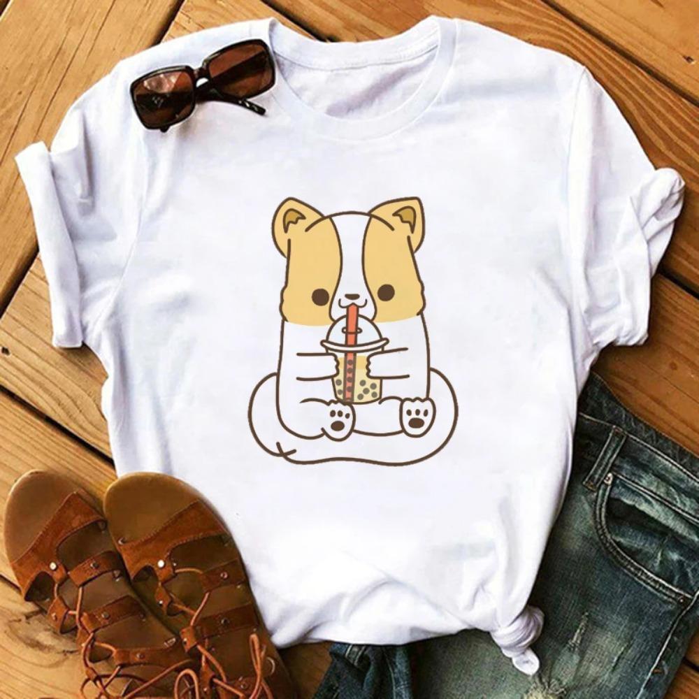 Funny Retro Casual Women's T-shirt Cute Women's Street Wear Panda Pattern Round Neck Short-sleeved Fashion Tea Print Aesthetic Clothing