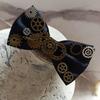 Vintage Ribbon BowTie with Blingbling Gear Adjustable Jewelry French Collar Gear Elegant Collar Punk Gear Cravat