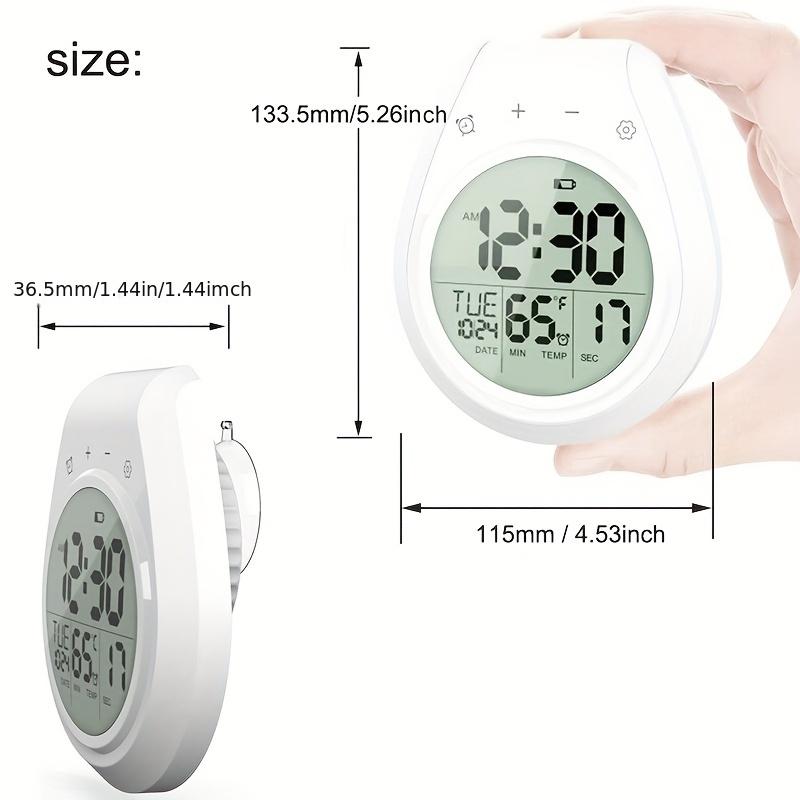 Digital Bathroom Clock with Large LCD Display, Shower Timer and Thermometer, Easy Install with Suction Cup Mount,Temperature Display In Celsius