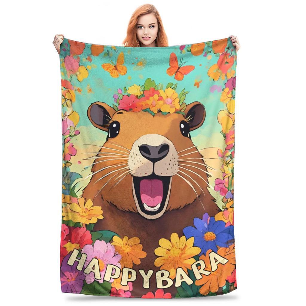 Cute Capybara Capibara Animal Blanket Fleece Printed Breathable Super Warm Throw Blankets for Bedding Travel Bedspread
