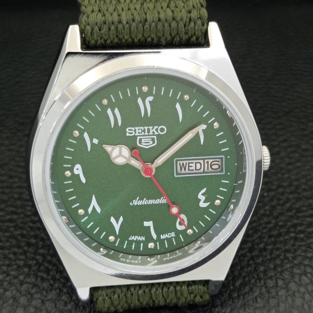VINTAGE REFURBISHED SEIKO 5 AUTOMATIC 6309A JAPAN MENS GREEN WATCH a441334-5 Sk-a441334