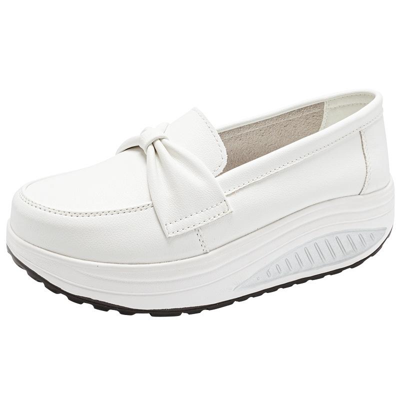 Casual large size new rocking shoes white sneakers nurse thick-soled wedge heel soft-soled muffin shoes single shoes 35