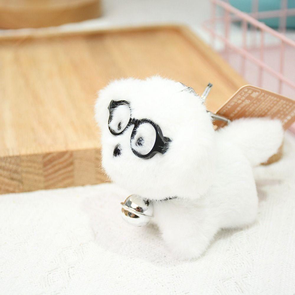 

Decoration Glassy Dog Plush Doll Keyring Soft Glassy Dog Plush Pendant Bag Decor белый