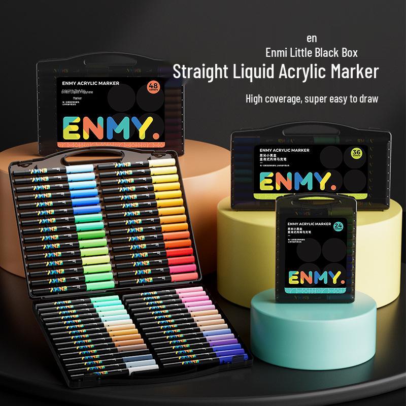 Enmi Liquid Acrylic Marker Set - 80 Colors, Soft Tip, Layerable, for Children's Painting In Black Box