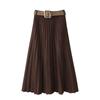 Za Autumn New Arrivals Women's Clothing Zr European and American Style Belted Suede Effect Pleated Midi Skirt 3046252 711