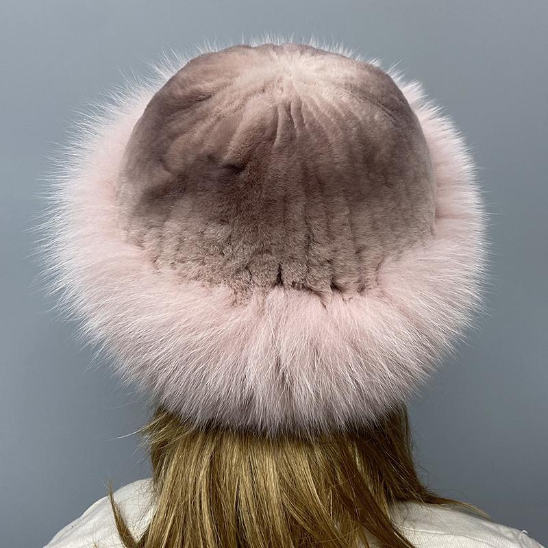 Soft Stylish Winter Fur Hats for Women Furry Fluffy Knitted Fox Rabbit  Fleece Real Fur  Hat
