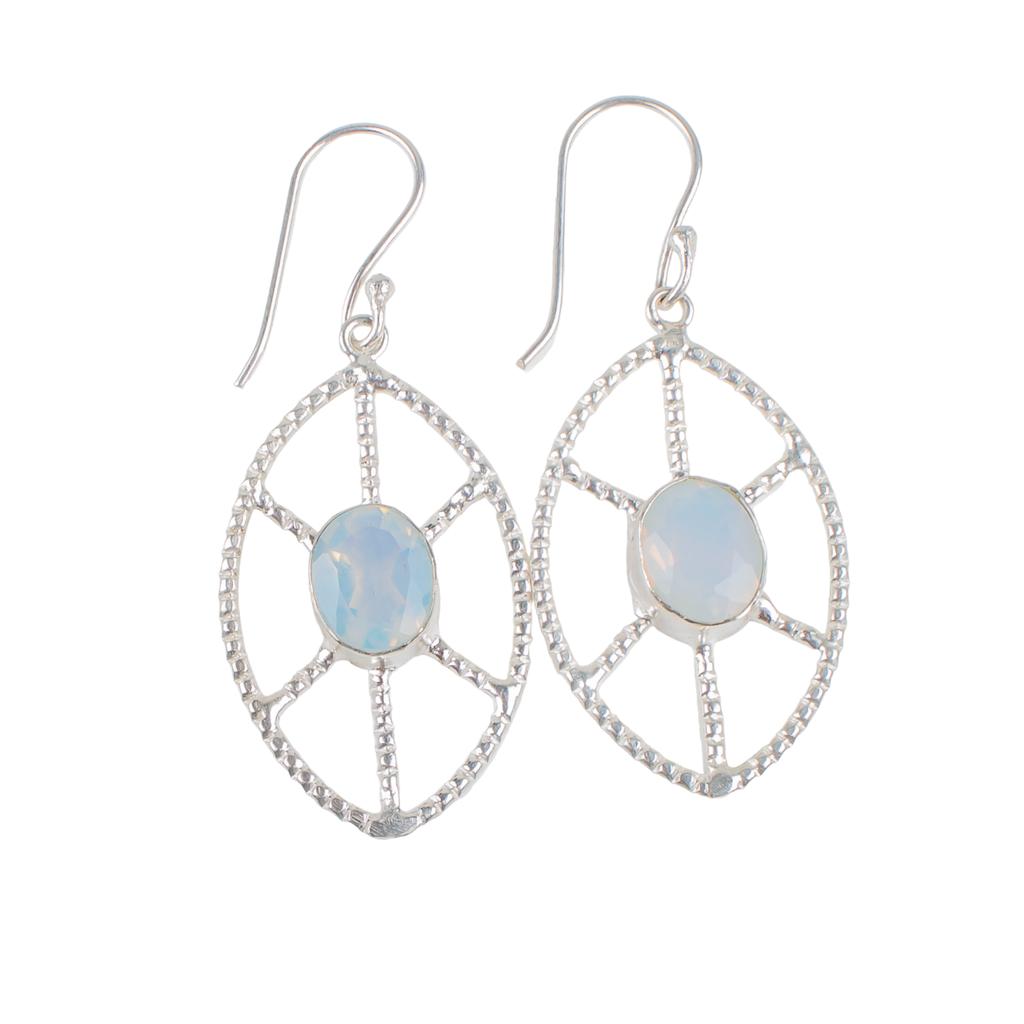 Milchiger Opal Edelstein 925 Sterlingsilber Schmuck Handgefertigte Ohrringe 2,00" Zum Verschenken EE-48-17