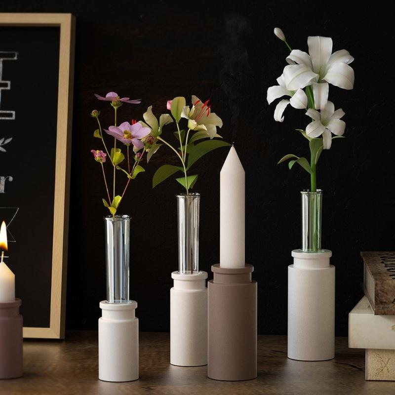 Unique Silicone Crafting Moulds Vase Molds Heart Shape Flowerpot Mold Epoxy Resin Mold Candlestick Moulds for Vase