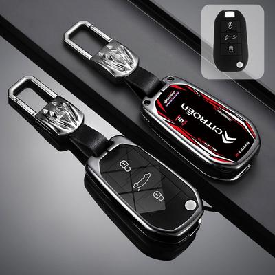 Neue Zinklegierung Leder Auto Klappschlüsselhülle Abdeckung Halter Schale Schlüsselanhänger Für C3 C4 CACTUS C6 C8 Auto Schlüssel Schutz Zubehör