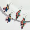 Creative Cute Flowers Parrot Birds Acrylic Drop Earrings Personality Colorful Painted Animals Danle Earrings for Women Jewelry
