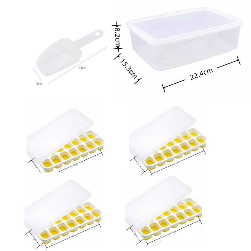 14 Square Ice Cubes With Lids 4 Boxes Of Stackable Silicone Ice Cubes Molds Homemade Ice Cube Tool Kitchenware Summer Gadgets