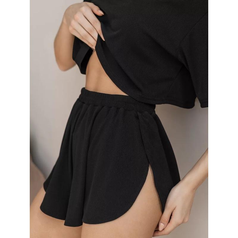 Homewear Round Neck Casual Pajamas Short Sleeve Shorts 2-piece Set Suit