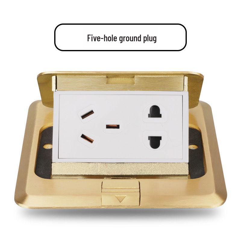 Waterproof Concealed Stainless Steel and Copper Pop-Up Floor Socket with 5 Power and 10 Network Ports
