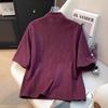 Women's Summer Zen Cotton Linen Shirt: Oblique Lapel, Frog Button, Short Sleeve