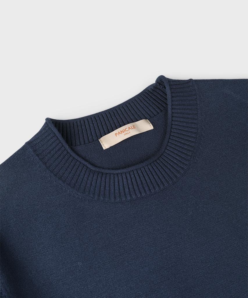 PANICALE Navy Slim Fit Viscose Blend Knit