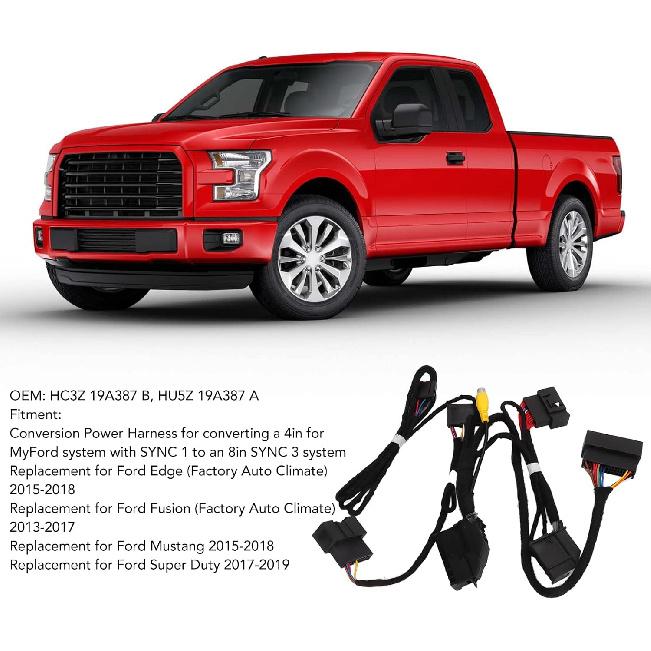 4in to 8in PNP Conversion Harness, Black HC3Z 19A387 B for SYNC 1 to SYNC 3 Upgrade