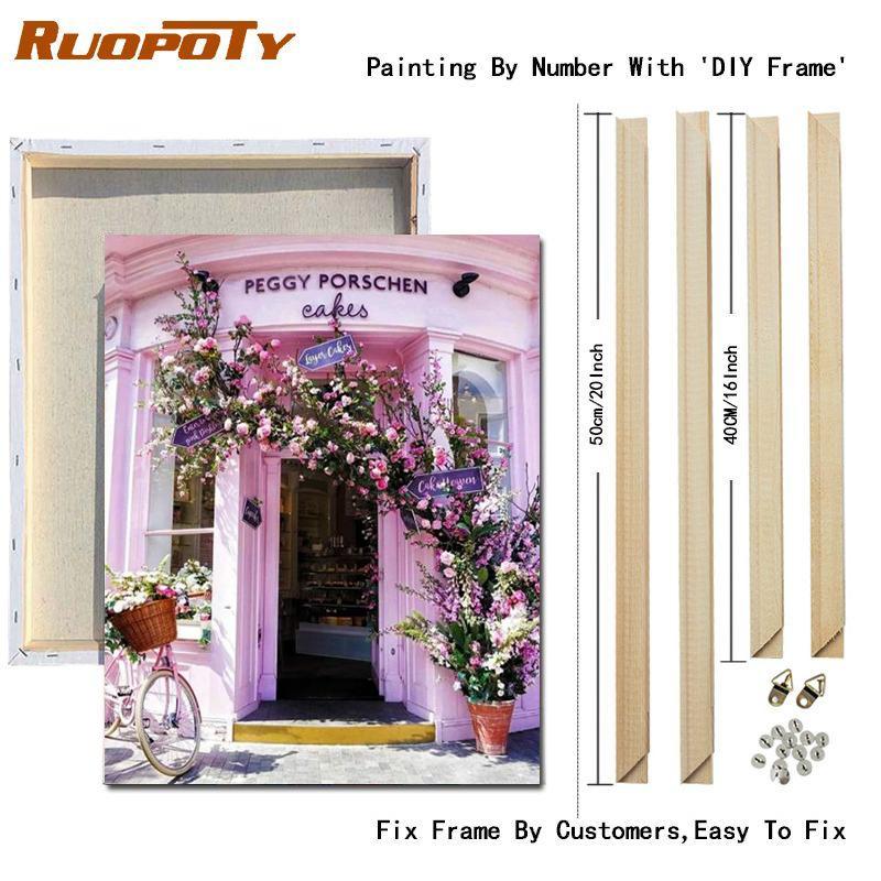 RUOPOTY Painting By Numbers Candy House Wall Art Hand Painted Unique Gift Picture By Number Scenery Decoration