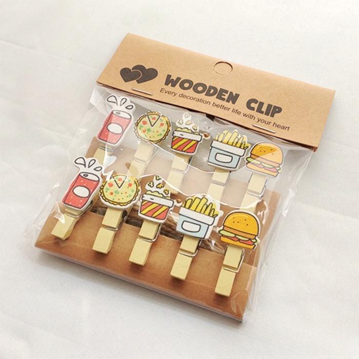 10 Stück Hängende Fotos Wand Blumenladen Karten Kindergarten Handgemacht Chips Kleine Holzklemmen