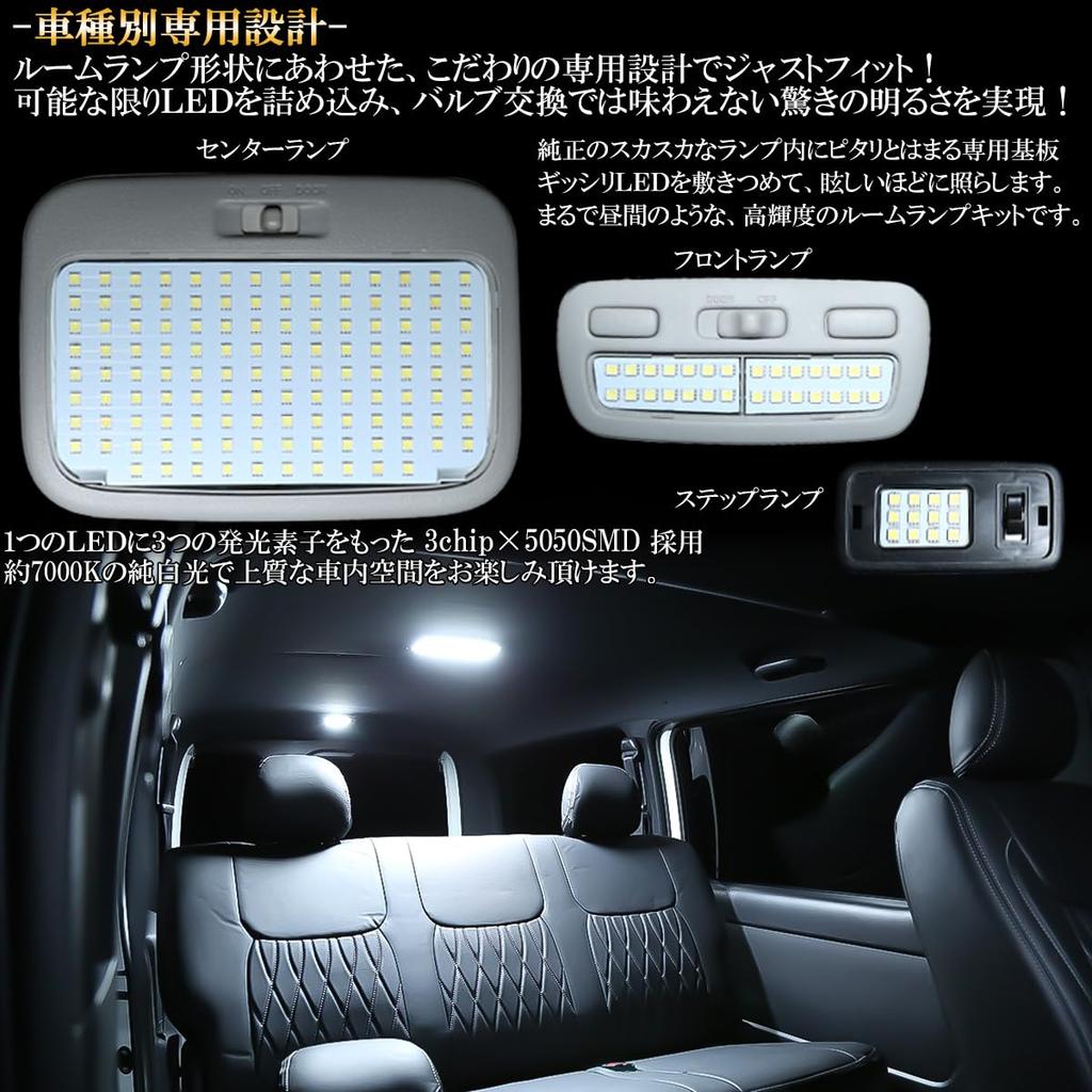 200 Series Hiace Super GL and 8th Generation LED Room Lamp Kit with License Plate Lamp 4th, 5th, 6th, 7th, (White)