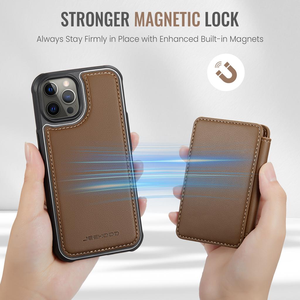 For iPhone 12 Pro Max Case Leather Mobile Cover with Detachable Magnetic Card Bag