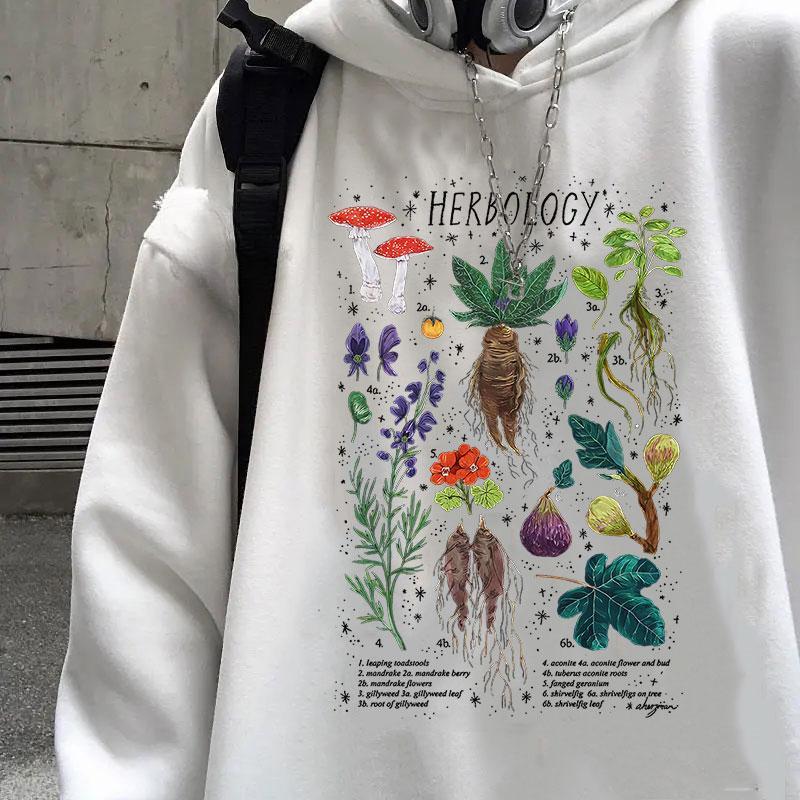 Европейская и американская осенне-зимняя одежда Харадзюку с мультяшным растительным узором мужская и женская одежда с капюшоном S белый 1959₽