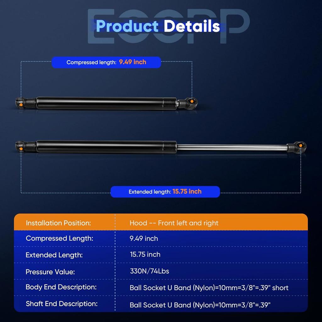 ECCPP Lift Support Hood Replacement Struts Gas Springs Fit for BMW 323i for BMW 328i for BMW 328i xDrive for BMW 328xi for BMW 330i for BMW 335d for