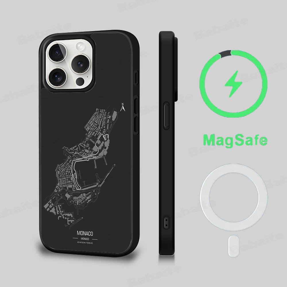 

F1 Race Track Prints Phone Case Magnetic Case For IPhone 16 14 13 12 11 15 Pro Max Plus For Magsafe Wireless Charge Cover iPhone 14 Pro