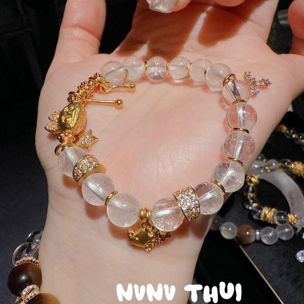 Jewelry Natural Madagascar Pink Crystal Small Waist Bracelet New Chinese Nine-Tailed Fox White Crystal Bracelet