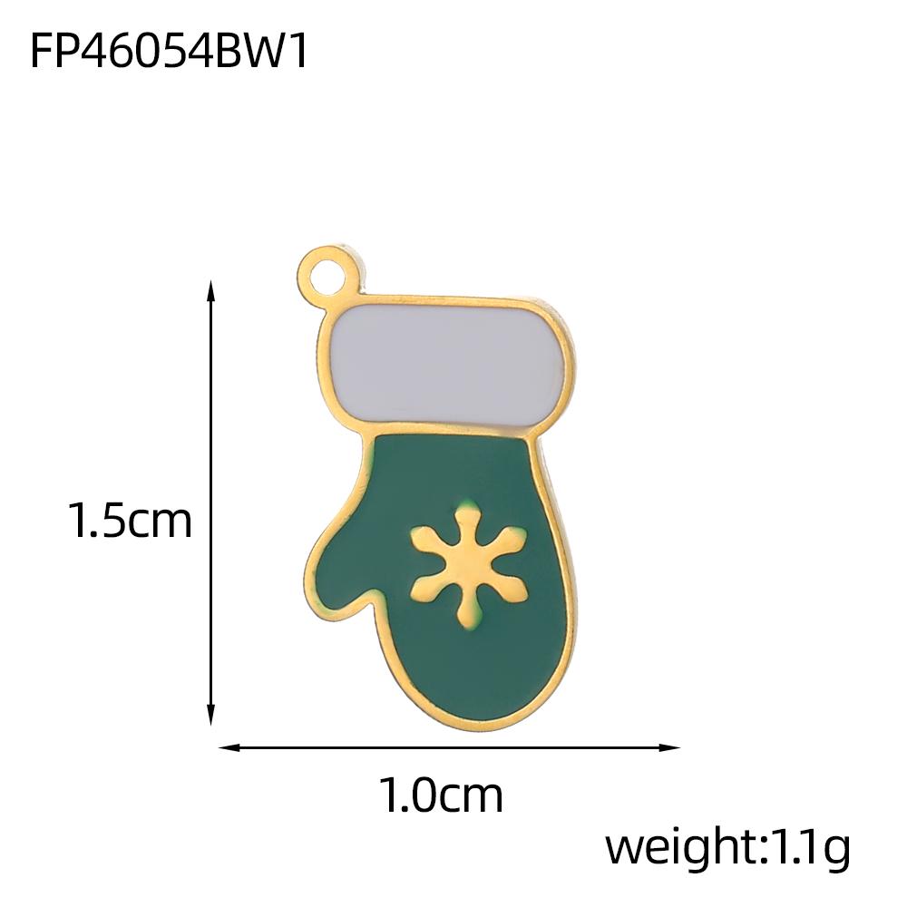 CARLIDANA Stainless Steel Santa Claus Oil Drop Enamel Christmas Tree Bell Gloves Winter Gift Box Present Man Charms Pendant