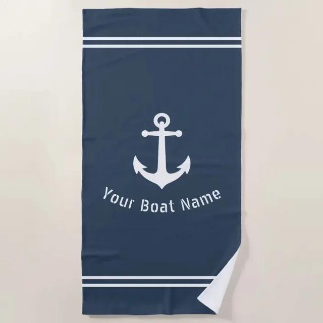 Custom Name Anchor Bath Towel Boat Decorative Towel White Beach Towel Customized Microfiber Large Towel Hot Sale Bath Towels