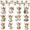 12Pcs Handcrafted Victoria Angel Ornament Set Wooden Christmas Decorations New Xmas Tree Pendant