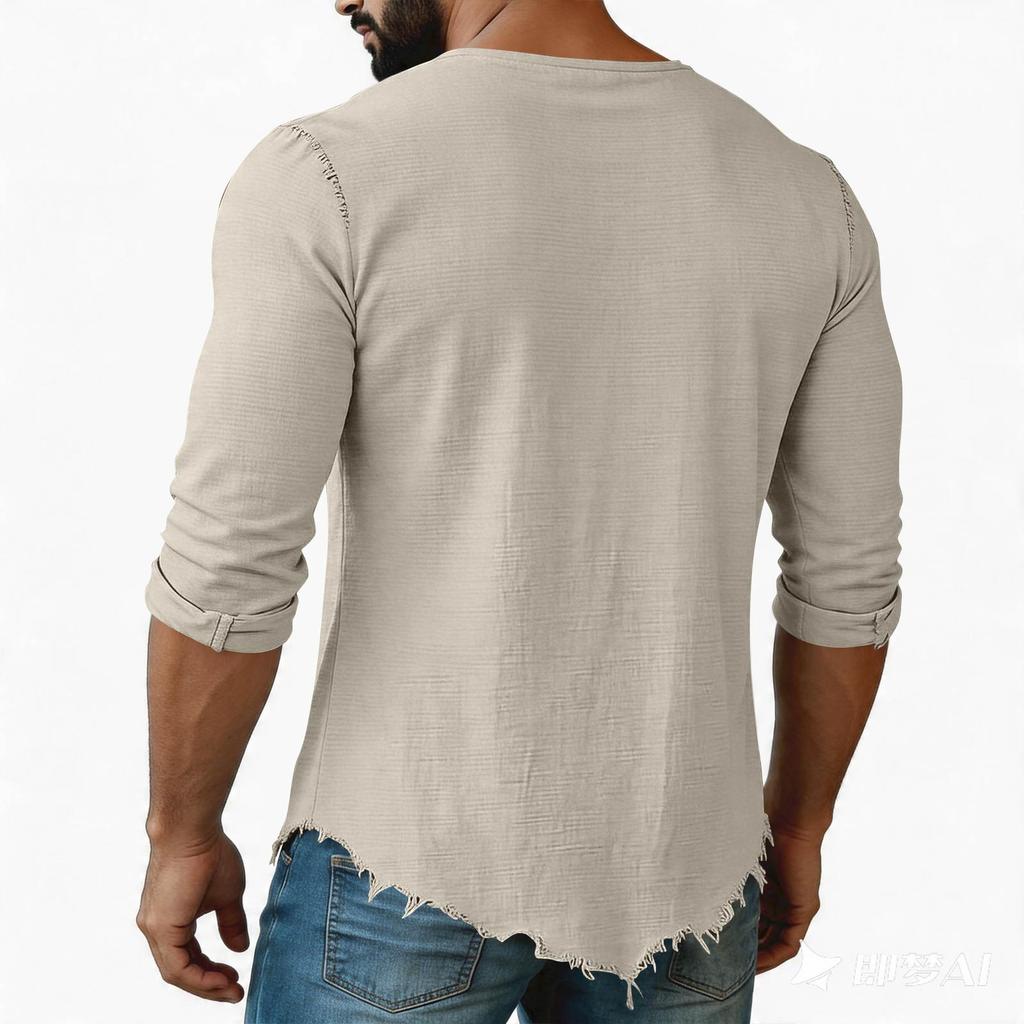 Mens Casual Long Sleeve Henley Shirt Four Button Front Lightweight Pullover Slim Fit Crew Neck Top