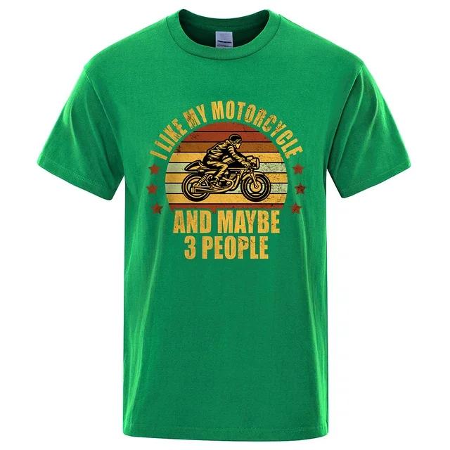 Líbí se mi můj motocykl a možná i 3 osoby Trička Muži Běžné Volné Oblečení Velké letní topy Bavlna Kreslené Pánské trička
