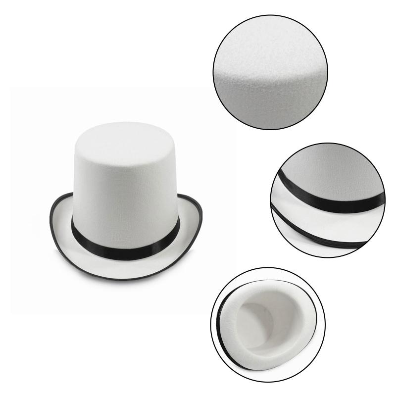 Magician Top Hat White Top Hat Magician Performed Hat Jazz Stage Performances Bowler Top Hat Fancy Dress Costume