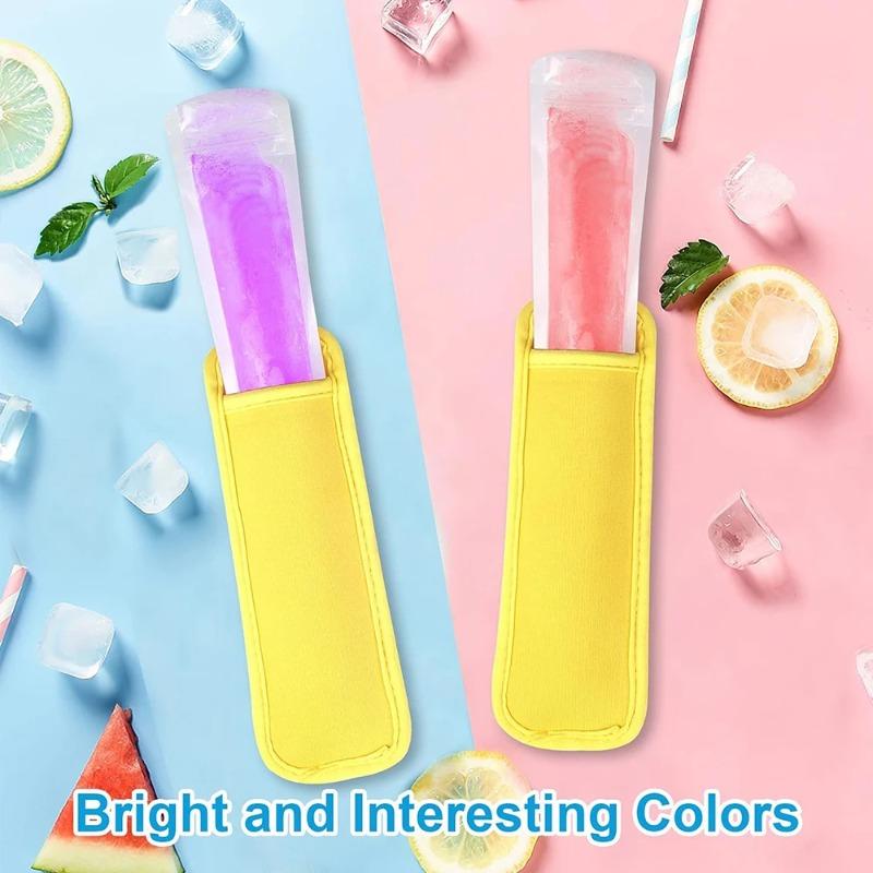 10Pcs Reusable Colorful Ice Pop Sleeves Popsicle Bags Antifreezing Sets Insulated Ice Holder Freezer Pop Holders Neoprene Sleeve
