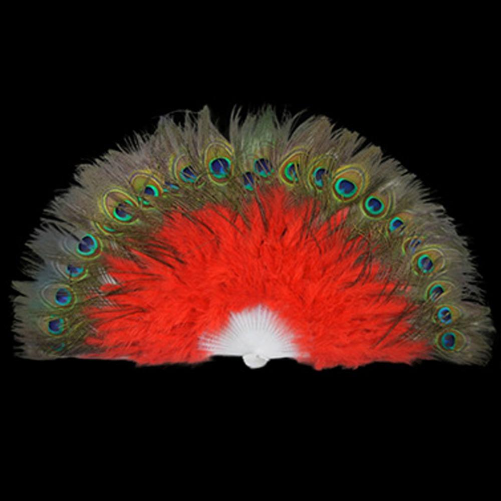 65cm Großer Pfauenfedernfächer 28 Speichen Square Dance Performance Fächer Hochzeitsfeier Dekoration