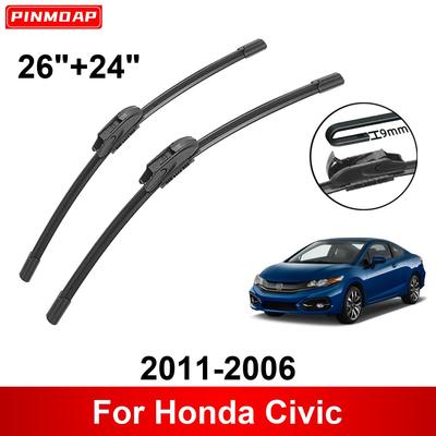 Car Wiper for Honda Civic 2011-2006 26" + 24" Front Rear Wiper Blades Brushes Cutter Accessories