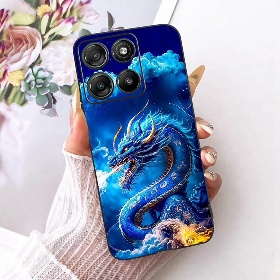 Etui do Motorola Moto G17 Power G15 Power MotoG15 Miękki Czarny Silikonowy Pokrowiec Malowanie Kwiatowe Motyl Smok Kot Funda