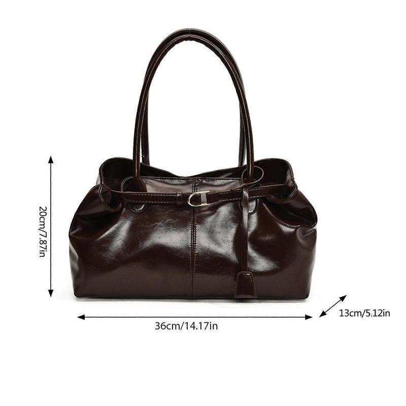 Women Bag Large Capacity Shoulder Bag Top Handle Bag PU Leather Armpit Bag Commuting Bag Underarm Bag for Work Travel  Red