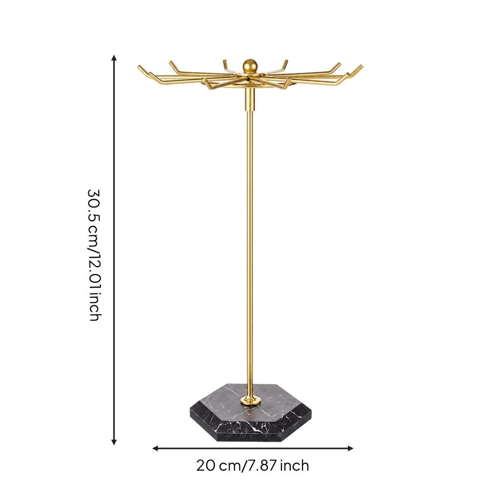 Detachable Jewelry Stand with Rotating Top Sturdy Metal Display Hooks Elegant