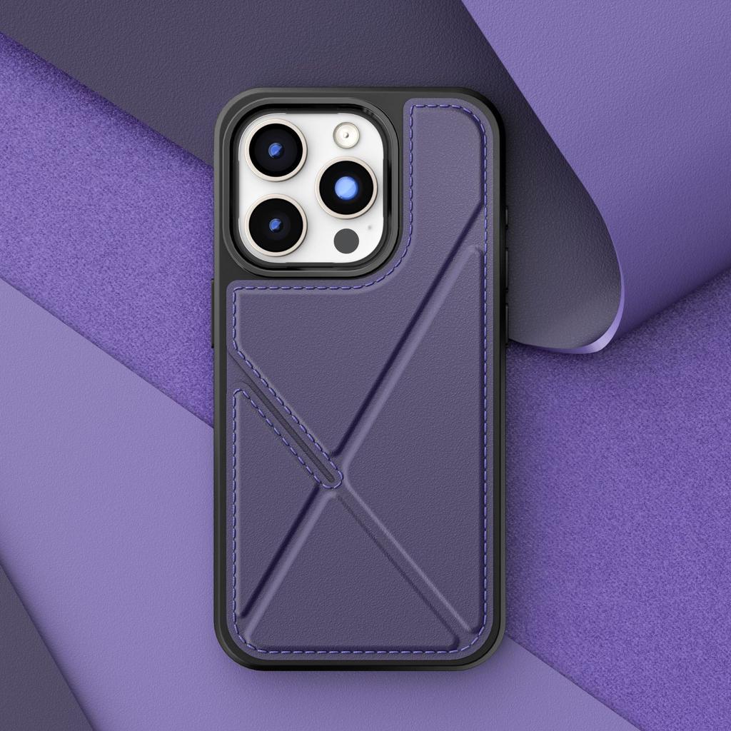 Applicable To IPhone16 Card Phone Case Folding Bracket Apple 15 Promax Protective Cover Leather Pattern 14/13