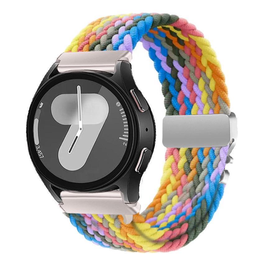 Cinturino in Nylon Intrecciato Compatibile per Huawei GT5 e Samsung Watch4567 con Fibbia ad Ombrello