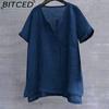 Summer Cotton-Linen Solid-Colour Minimalist Men's Short-Sleeved Shirt Youth T-Shirt Men's Fashionable Shirt