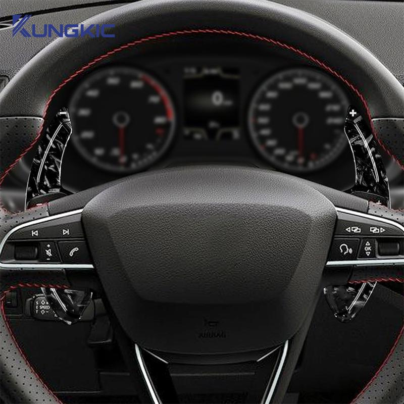 For Seat Leon Fr MK3 MK4 5F ST Cupra Ateca Alhambra Arona Ateca Ibiza 6P Carbon Fiber ABS Steering Wheel Paddle Shifter Sticker