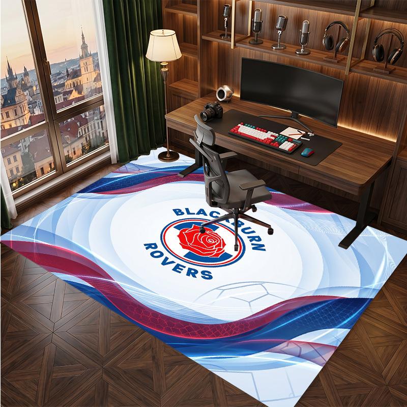 Blackburn Rovers Football Print Crystal Velvet Rug, Comfortable Water Absorbent Non Slip Indoor Floor Carpet