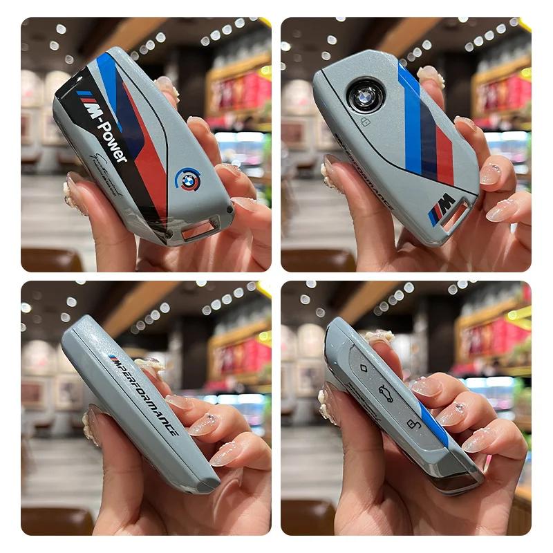 ABS Racing stickers Car Remote Key Case Cover For BMW M G07 X7 LCI U11 X1 G70 7 Series G09 XM F98 X4M LCI G18 X5 G81 M3 I20 IX